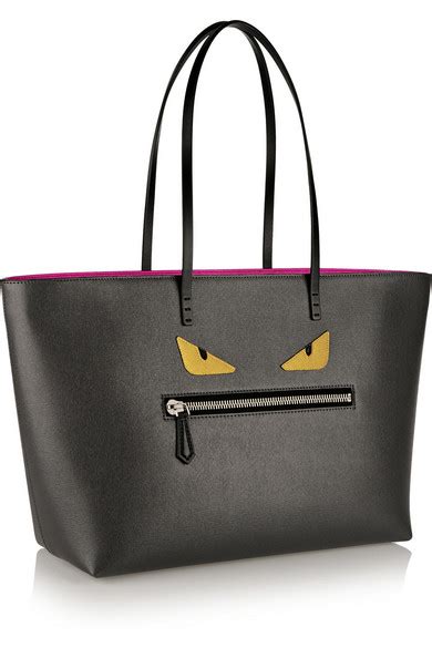 fendi appliqued leather tote